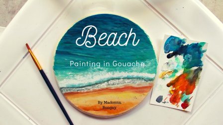 Summer Beach Painting in Gouache